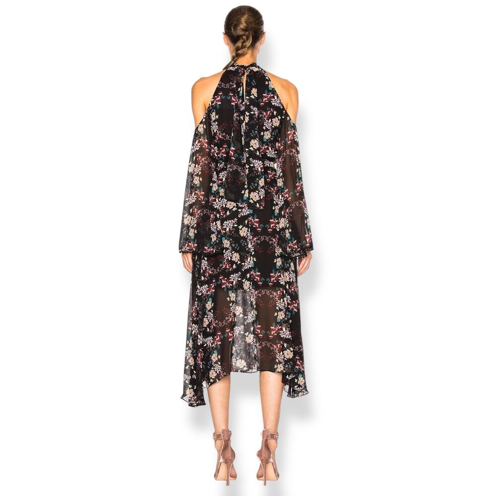 New w/Tags NICHOLAS pure silk floral flowing Goddess cold shoulder dress - Picture 8 of 16